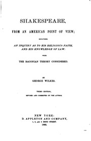 Cover of Shakespeare, from an American point of view by George Wilkes 