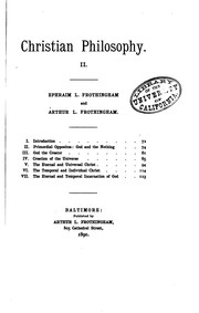 Front cover of Christian philosophy by Ephraim Langdon Frothingham