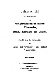 Front cover of Jahresbericht über die Fortschritte der Chemie und verwandter Teile anderer Wissenschaften by Hermann Kopp 
