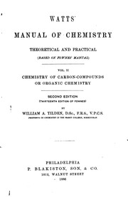 Cover of Watts' manual of chemistry, theoretical and practical (based on Fownes' manual) by Henry Watts