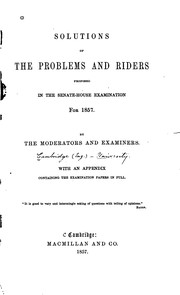 Front cover of Solutions of the problems & riders proposed in the Senate-house examination for 1857 by William Magan Campion 