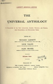 Cover of The universal anthology by Richard Garnett