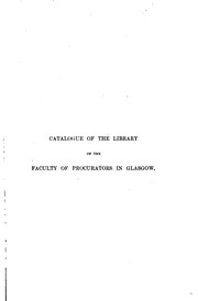 Front cover of Catalogue of the books in the library of the Faculty of procurators in Glasgow by John Reid Muir