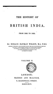 Front cover of The history of British India by H. H. Wilson