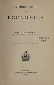 Cover of Introduction to economics by Henry R. Seager