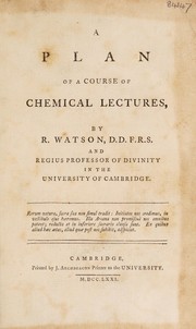 Front cover of A plan of a course of chemical lectures by Richard Watson