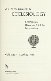 Front cover of Introduction to ecclesiology by Veli-Matti Karkkainen