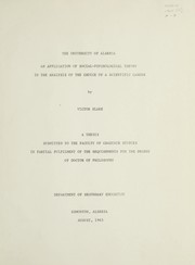 Front cover of An application of social-psychological theory in the choice of a scientific career by Victor Blake