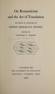 Cover of On romanticism and the art of translation by University of Cincinnati.