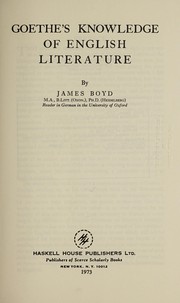 Front cover of Goethe's knowledge of English literature by James Boyd