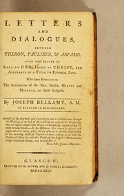 Front cover of Letters and dialogues, between Theron, Paulinus, & Aspasio by Joseph Bellamy