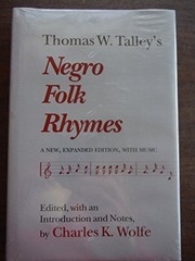 Cover of Thomas W. Talley's Negro folk rhymes by Thomas Washington Talley