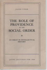 Front cover of The Role of providence in the social order by Viner, Jacob