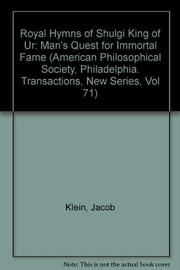 Front cover of The royal hymns of Shulgi, King of Ur by Jacob Klein