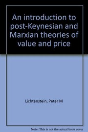 Cover of An introduction to post-Keynesian and Marxian theories of value and price by Peter M. Lichtenstein