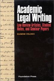 Front cover of Academic Legal Writing by Eugene Volokh