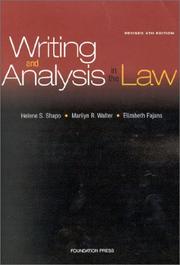Cover of Writing and analysis in the law by Helene S. Shapo