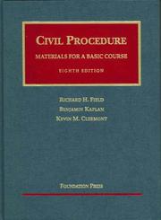 Cover of Materials for a basic course in civil procedure by Richard H. Field