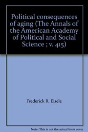 Front cover of Political consequences of aging by Unknown