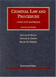 Front cover of Criminal law and procedure by Ronald N. Boyce