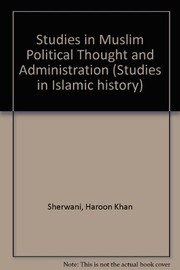 Front cover of Studies in Muslim political thought and administration by Haroon Khan Sherwani
