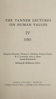 Cover of The Tanner Lectures on Human Values, 1983 (Tanner Lectures on Human Values) by Sterling M. McMurrin