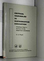 Front cover of Critical variables in mathematics education by Edward Griffith Begle
