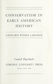 Front cover of Conservatism in early American history by Leonard Woods Labaree