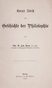 Cover of Kurzer Abriss der Geschichte der Philosophie by Christian Gustav Johannes Deter