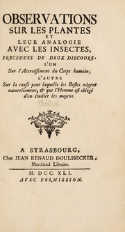 Front cover of Observations sur les plantes et leur analogie avec les insectes by Gilles Augustin Bazin