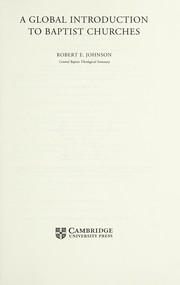 Cover of A global introduction to Baptist churches by Johnson, Robert E.
