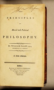 Front cover of The principles of moral and political philosophy by William Paley