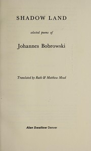Cover of Shadow land by Johannes Bobrowski