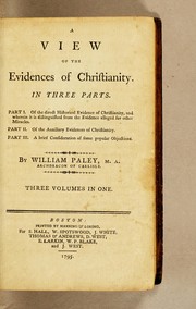 Front cover of A view of the evidences of Christianity by William Paley