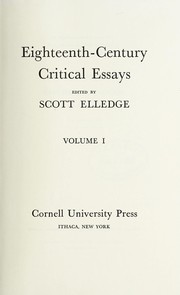 Front cover of Eighteenth-century critical essays by Scott Elledge
