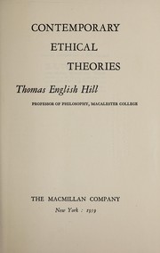 Cover of Contemporary ethical theories by Thomas E. Hill