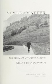 Front cover of Style is matter by Leland De la Durantaye