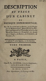 Front cover of Description et usage d'un cabinet de physique expérimentale by Sigaud de La Fond M.