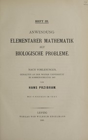Front cover of Anwendung elementarer Mathematik auf biologische Probleme by Hans Przibram