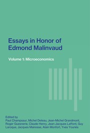 Front cover of Essays in Honor of Edmond Malinvaud by Paul Champsaur