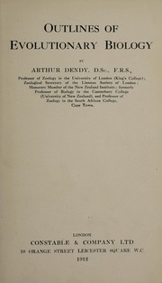 Cover of Outlines of evolutionary biology by Arthur Dendy