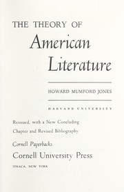 Front cover of The theory of American literature by Howard Mumford Jones