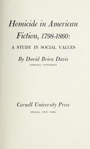 Front cover of Homicide in American fiction, 1798-1860 by David Brion Davis