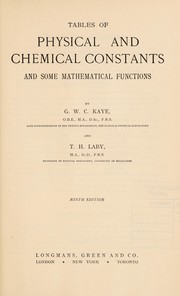 Cover of Tables of physical and chemical constants and some mathematical functions by G. W. C. Kaye
