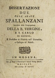 Front cover of Dissertazioni due by Lazzaro Spallanzani
