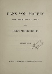 Cover of Hans von Marées by Julius Meier-Graefe