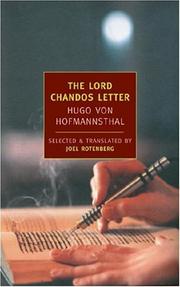 Front cover of Der Brief des Lords Chandos by Hugo von Hofmannsthal