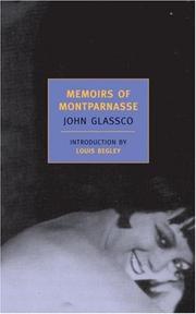 Cover of Memoirs of Montparnasse by John Glassco