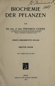 Front cover of Biochemie der Pflanzen by Czapek, Friedrich