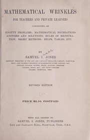 Cover of Mathematical wrinkles for teachers and private learners, consisting of knotty problems by Samuel I. Jones